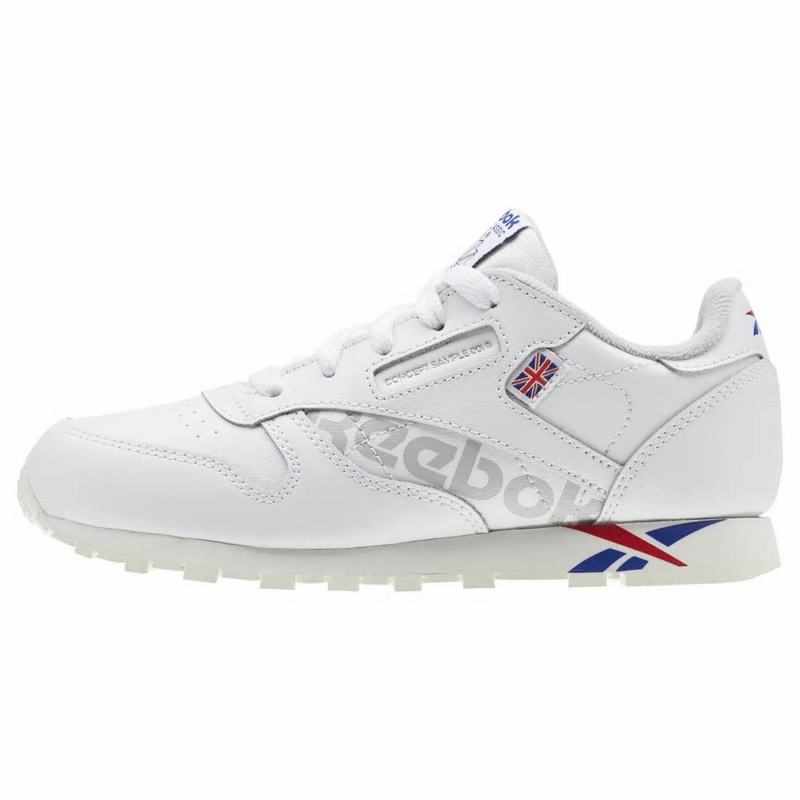 Tenisi Reebok Classic Leather Baieti Albi/Albastru Regal Rosii/Albi Romania UH7648VN